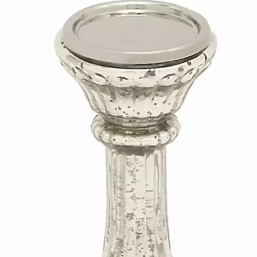 Speckled Mercury Glass Pillar Holders, Set of 3
