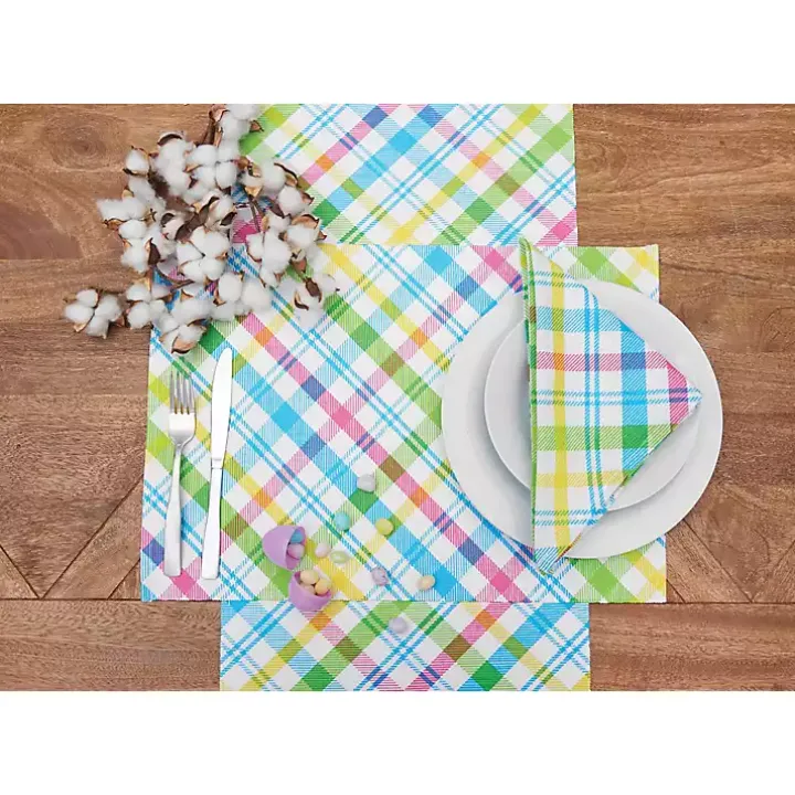 Spring Blossom Plaid Napkins, Set of 6
