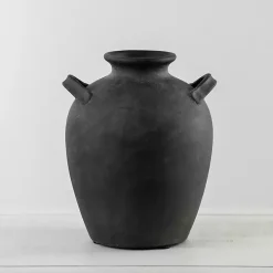 Stamos Matte Black Terracotta Vase, 10 in.