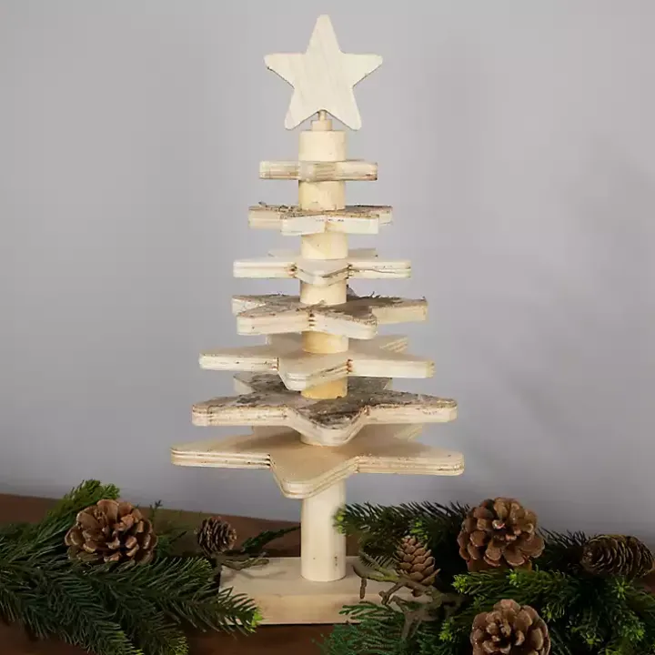 Star Cutout Wooden Tabletop Christmas Tree, 16 in.