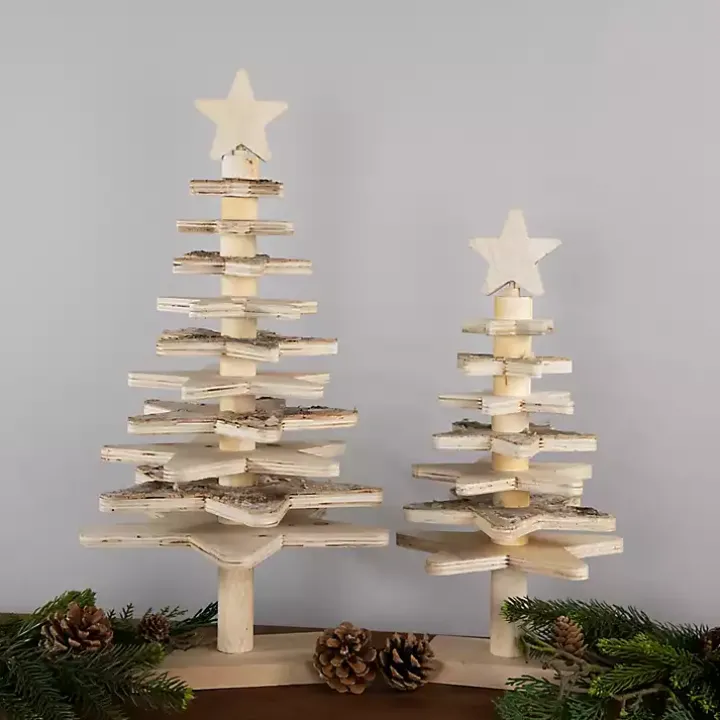 Star Cutout Wooden Tabletop Christmas Tree, 16 in.