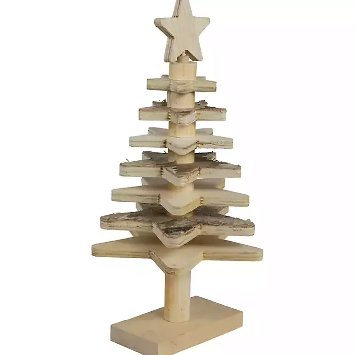 Star Cutout Wooden Tabletop Christmas Tree, 16 in.