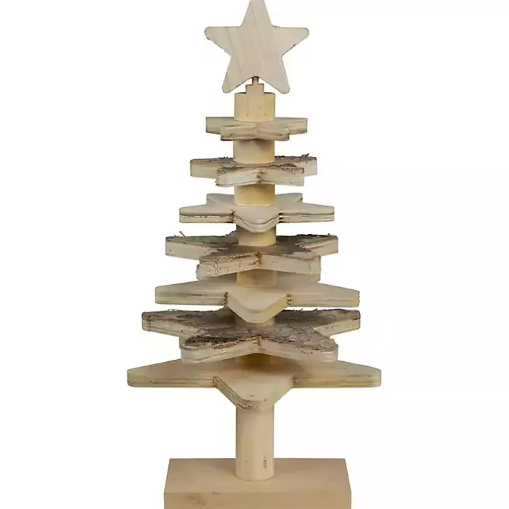 Star Cutout Wooden Tabletop Christmas Tree, 16 in.