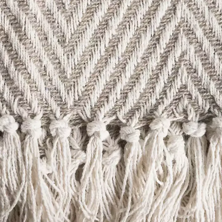 Stone Chevron and Fringe Throw