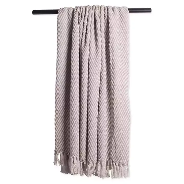 Stone Chevron and Fringe Throw