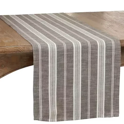 Stone Gray Thin Striped Table Runner