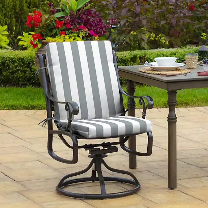 Stone Stripe Luxe Outdoor Dining Chair Cushion