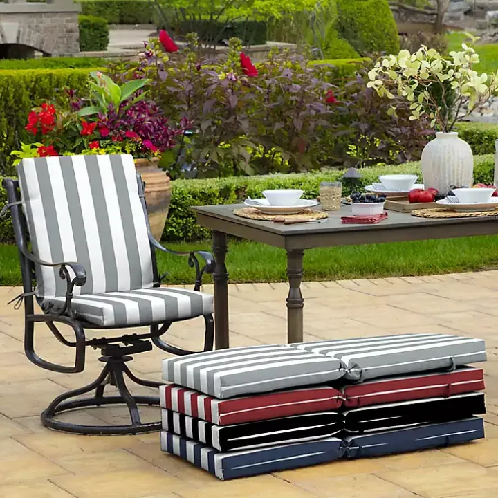Stone Stripe Luxe Outdoor Dining Chair Cushion