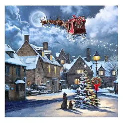 Street Light and Santa's Sleigh Canvas Art Print