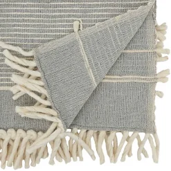 Striped Chunky Fringe Table Runner
