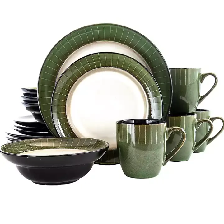 Striped Jade Trim 16-pc. Dinnerware Set