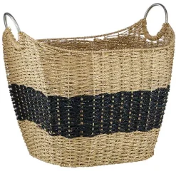 Striped Natural Seagrass Basket