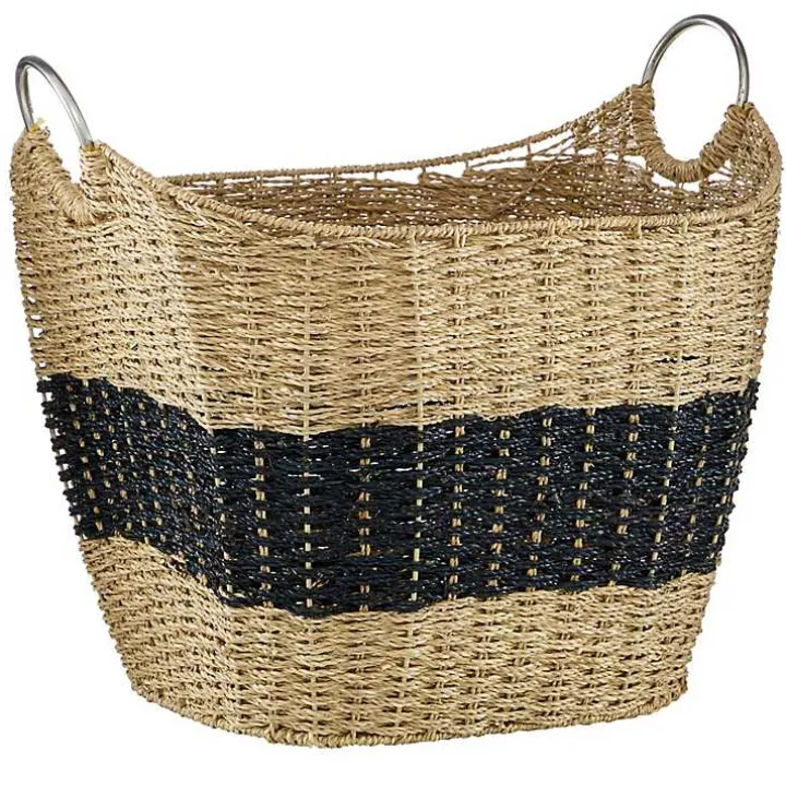 Striped Natural Seagrass Basket