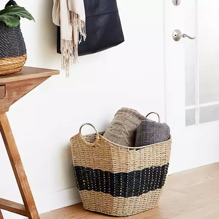 Striped Natural Seagrass Basket