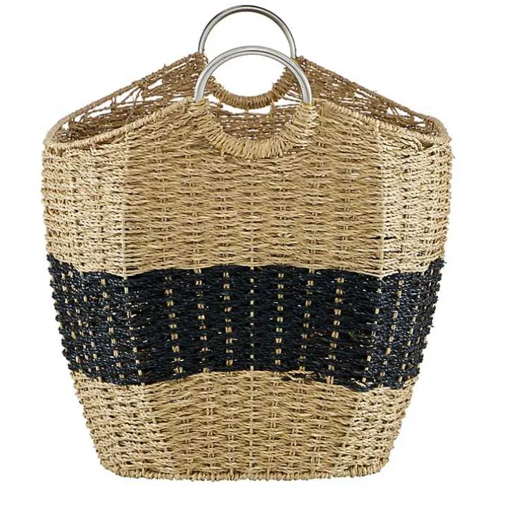 Striped Natural Seagrass Basket