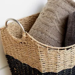 Striped Natural Seagrass Basket