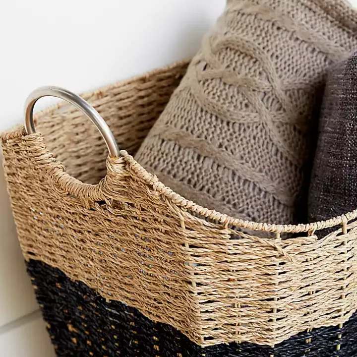 Striped Natural Seagrass Basket