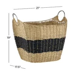 Striped Natural Seagrass Basket