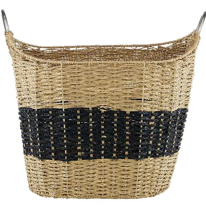 Striped Natural Seagrass Basket