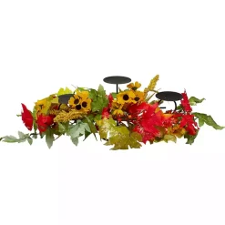 Sunflower and Leaves Candle Centerpiece