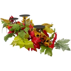Sunflower and Leaves Candle Centerpiece