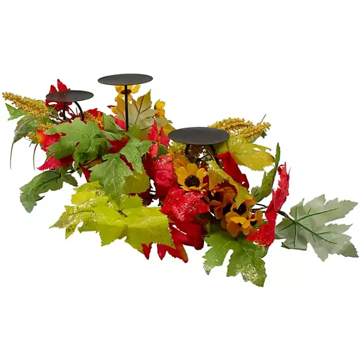 Sunflower and Leaves Candle Centerpiece