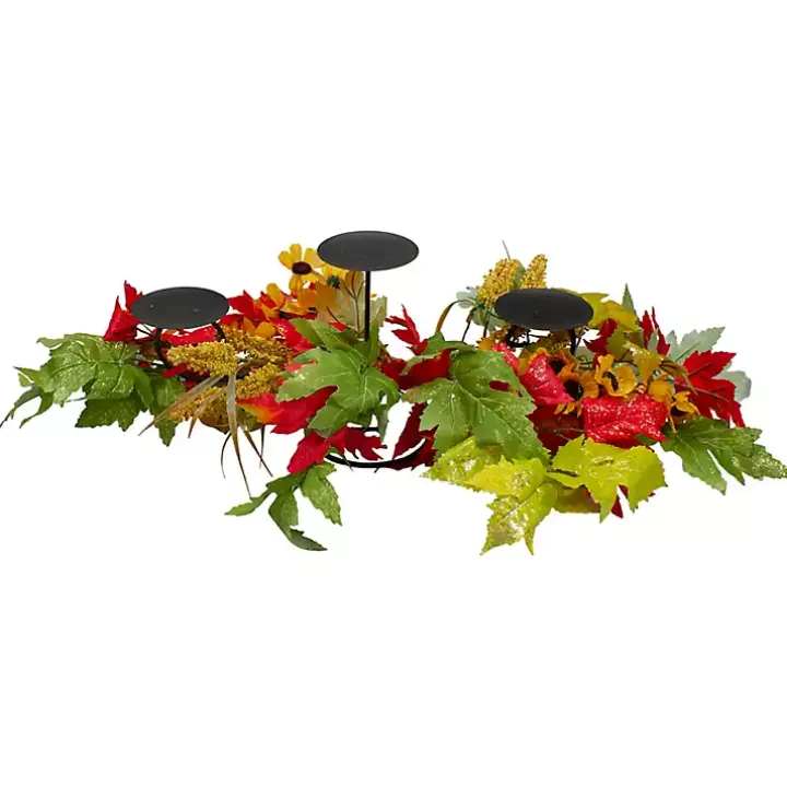 Sunflower and Leaves Candle Centerpiece