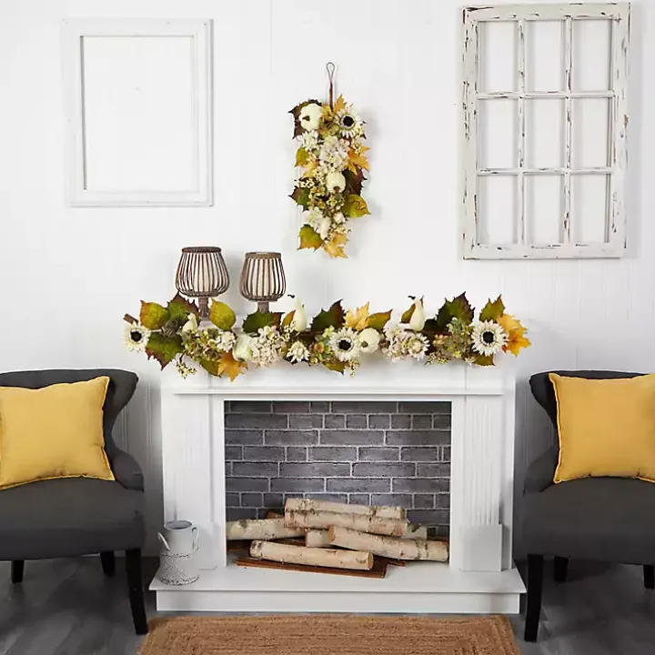 Sunflowers, Hydrangeas, and Pumpkins Garland