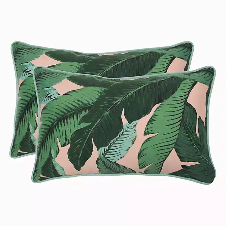 Swaying Palms Outdoor Lumbar Pillows, Set of 2