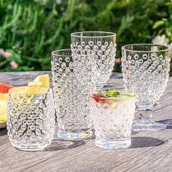 Tall Clear Embossed Acrylic Tumblers, Set of 6