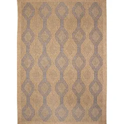 Tan & Navy Diamonds Indoor/Outdoor Area Rug, 5x7