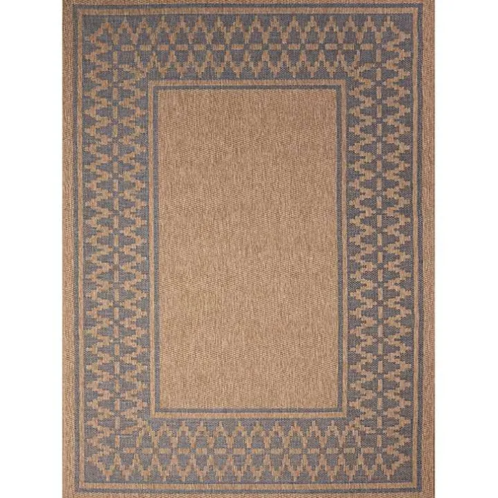 Tan & Navy Zig Zag Indoor/Outdoor Area Rug, 7x9