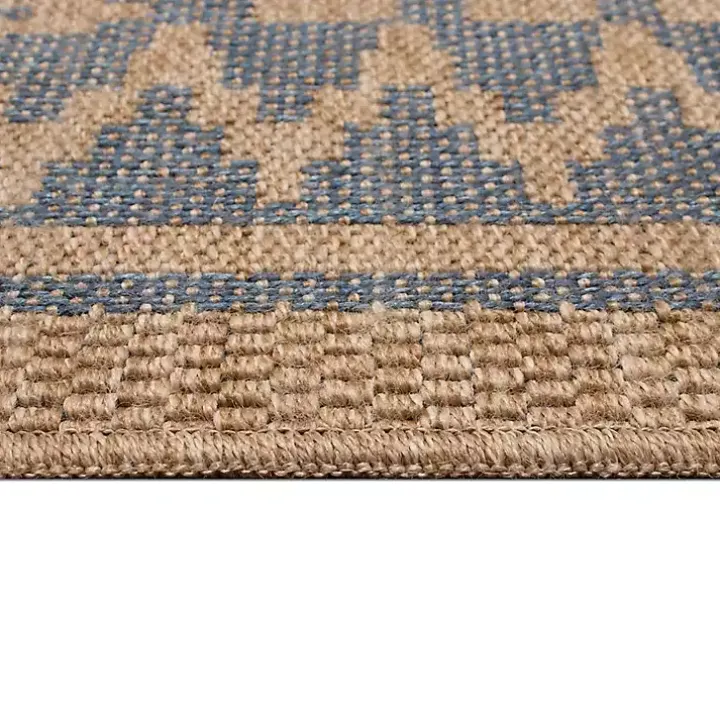 Tan & Navy Zig Zag Indoor/Outdoor Area Rug, 7x9