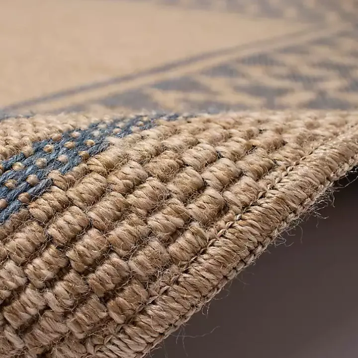 Tan & Navy Zig Zag Indoor/Outdoor Area Rug, 7x9