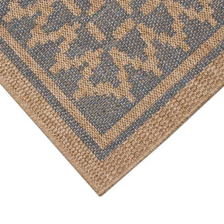 Tan & Navy Zig Zag Indoor/Outdoor Area Rug, 7x9