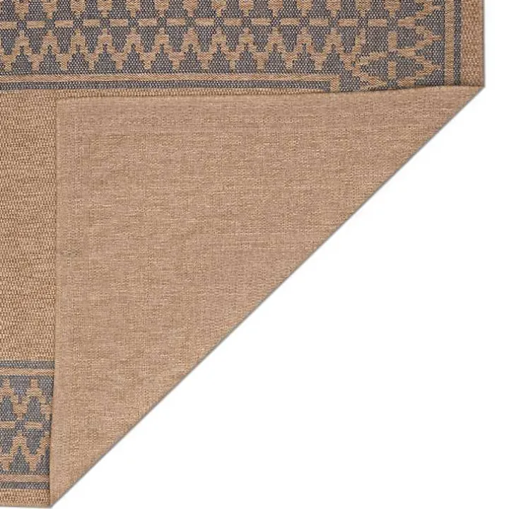 Tan & Navy Zig Zag Indoor/Outdoor Area Rug, 7x9