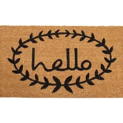 Tan and Black Evergreen Hello Doormat, 36x24 in.
