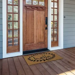Tan and Black Evergreen Hello Doormat, 36x24 in.