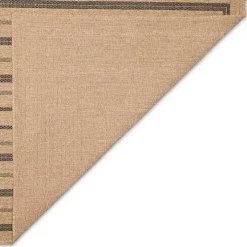 Tan and Black Framed Indoor/Outdoor Area Rug, 7X9
