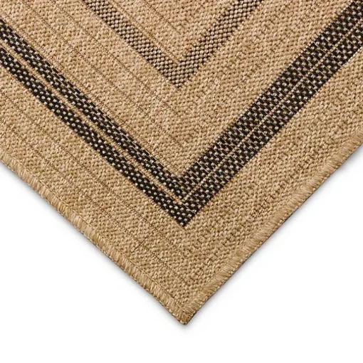 Tan and Black Framed Indoor/Outdoor Area Rug, 5x7