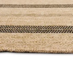 Tan and Black Framed Indoor/Outdoor Area Rug, 5x7