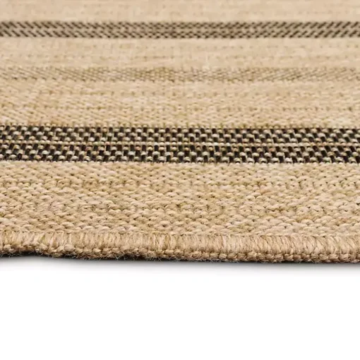 Tan and Black Framed Indoor/Outdoor Area Rug, 5x7