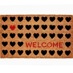 Tan and Black Welcome Heart Doormat