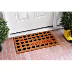 Tan and Black Welcome Heart Doormat
