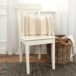 Tan and Natural Tufted Stripes Lumbar Pillow