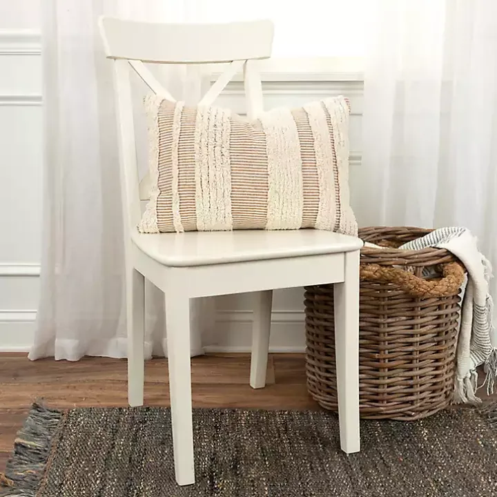 Tan and Natural Tufted Stripes Lumbar Pillow