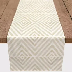 Tan and White Diamond Table Runner, 72 in.