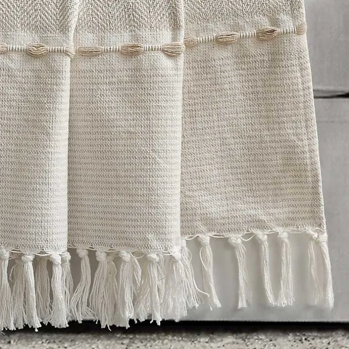 Tan and White Herringbone Stripe Throw