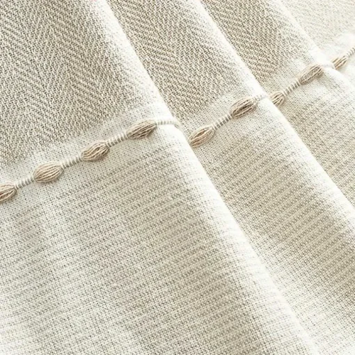 Tan and White Herringbone Stripe Throw