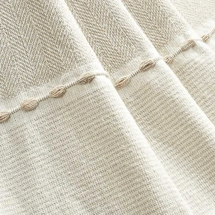 Tan and White Herringbone Stripe Throw
